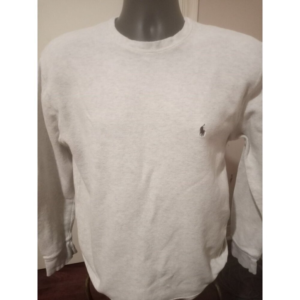Polo Ralph Lauren Shirt Mens Oatmeal Tan Thermal Knit Cotton True Size Medium M